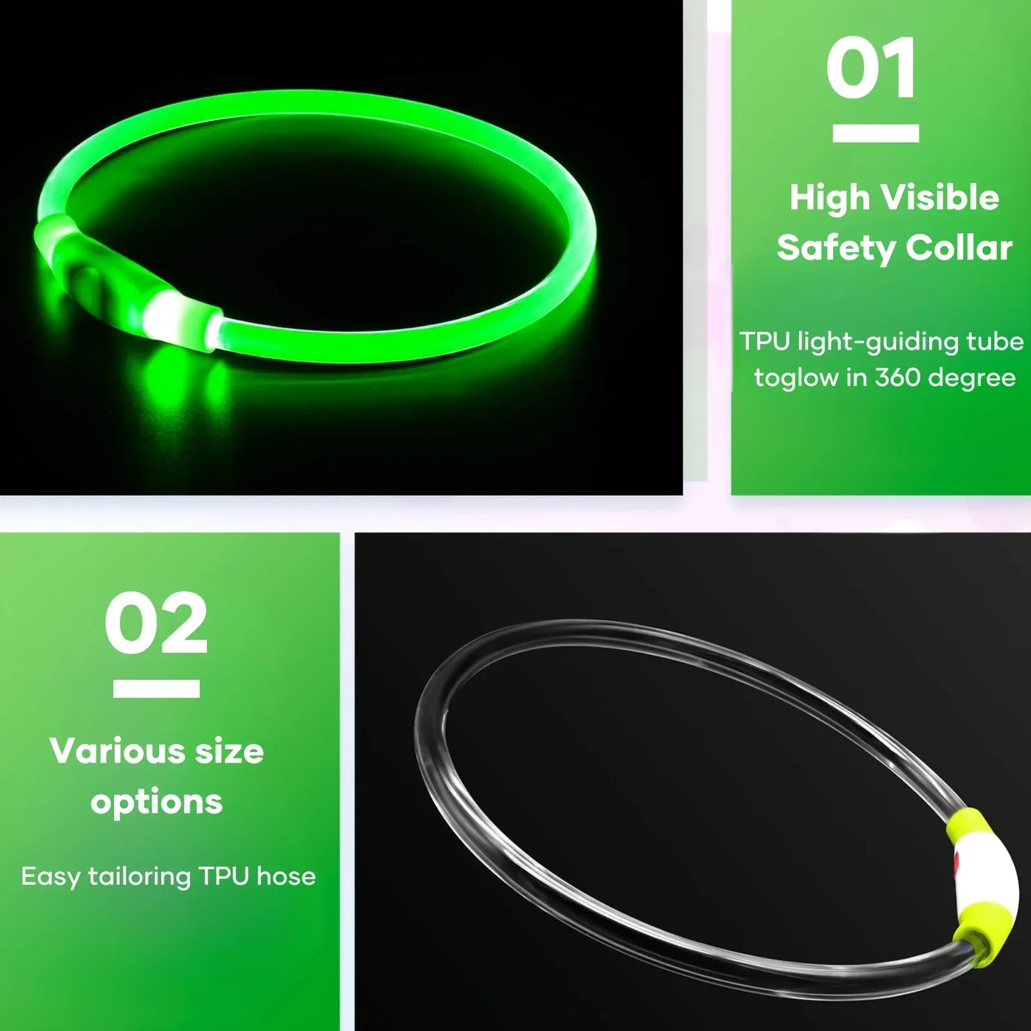 Pet Dog LED Light Collar Luminous Anti-Lost Dog Collar USB Charging Dog Necklace Collar Large Medium Small